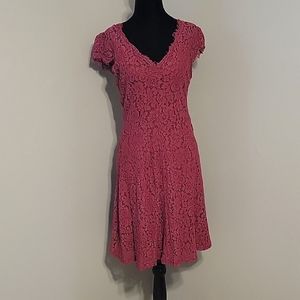 Burgundy Lace Mini Dress